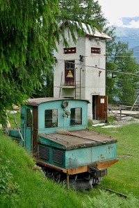 An der Bergstation der Schrägseilbahn der Laaser Marmorbahn