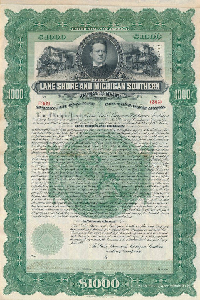 1897 Obligation Lake Shore and Michigan Southern Railway Company I
