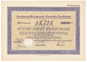 Aktie Share 1925 Nordhausen - Wernigeroder Eisenbahn Gesellschaft Harz