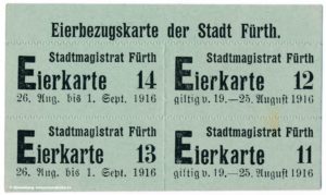 Eierbezugsmarke Eiermarke Stadt Fürth Lebensmittelmarke 1916